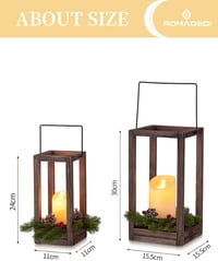 Romadedi Fa Karácsonyi Lámpa Szett 2db 24/30cm LED Gyertyával és Koszorúval 5