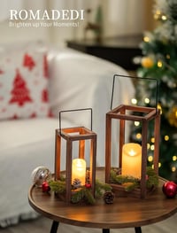 Romadedi Fa Karácsonyi Lámpa Szett 2db 24/30cm LED Gyertyával és Koszorúval 4