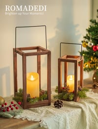 Romadedi Fa Karácsonyi Lámpa Szett 2db 24/30cm LED Gyertyával és Koszorúval 3