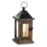 Romadedi drveni svijećnjak u obliku lampe, 28 cm, smeđi vintage vrtni dekor 1