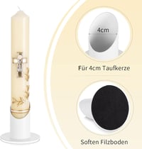 Romadedi fém gyertyatartó keresztelő kommunió fehér 4 cm - 4cm, White 4