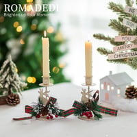 Romadedi Vintage Rénszarvas Gyertyatartó Szett - 4 db Fehér Fém Adventi Asztaldísz Karácsonyi Dekoráció Rusztikus Vidéki Stílusban 3