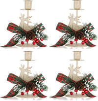 Romadedi Vintage Rénszarvas Gyertyatartó Szett - 4 db Fehér Fém Adventi Asztaldísz Karácsonyi Dekoráció Rusztikus Vidéki Stílusban 1