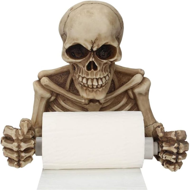 Zidni držač za toaletni papir u obliku lubanje, dekoracija za zid, Halloween rekvizit, držač za kupaonicu ili ured, spremnik za toaletni papir