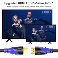 Cablu HDMI 2.1 Rommisie 1 m 8K 60 Hz 4K 120 Hz eARC HDR10 HDCP 2.2 2.3 48 Gbps PC TV HDTV Blu-ray 6