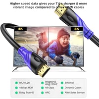 Cablu HDMI 2.1 Rommisie 1 m 8K 60 Hz 4K 120 Hz eARC HDR10 HDCP 2.2 2.3 48 Gbps PC TV HDTV Blu-ray 2