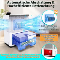 Elektrický odvlhčovač vzduchu ROMMQB 3000 ml – Kompaktný pohlcovač vlhkosti do pivnice, kúpeľne, spálne a bytu s automatickým vypínaním 2