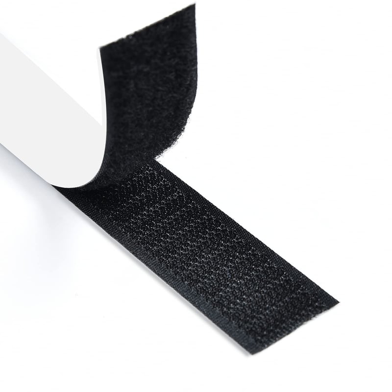 Romon samolepiaca suchý zips páska, 5 m dlhá, 16 mm široká, silné obojstranné lepidlo, systém háčik a slučka, čierna
