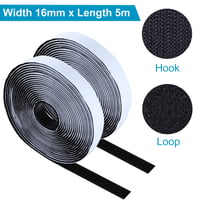 Romon samolepiaca suchý zips páska, 5 m dlhá, 16 mm široká, silné obojstranné lepidlo, systém háčik a slučka, čierna 2