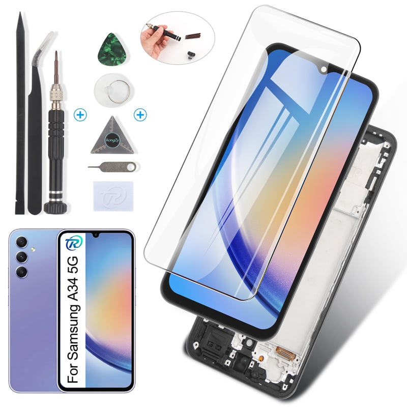 RongZy LCD displej na Samsung Galaxy A34 5G (A346B) s rámčekom – čierny