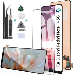 RongZy Xiaomi Redmi Note 14 4G/5G LCD kijelző csere érintőpanellel és szerszámkészlettel - fekete