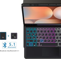 ROOFEI Galaxy Tab S9 FE+/S9+/S10+ Billentyűzetes Tok QWERTZ RGB Világítással 8