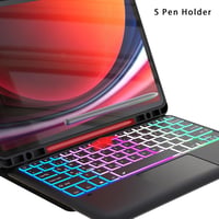 ROOFEI Galaxy Tab S9 FE+/S9+/S10+ Billentyűzetes Tok QWERTZ RGB Világítással 9
