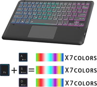 ROOFEI Galaxy Tab S9 FE+/S9+/S10+ Billentyűzetes Tok QWERTZ RGB Világítással 7
