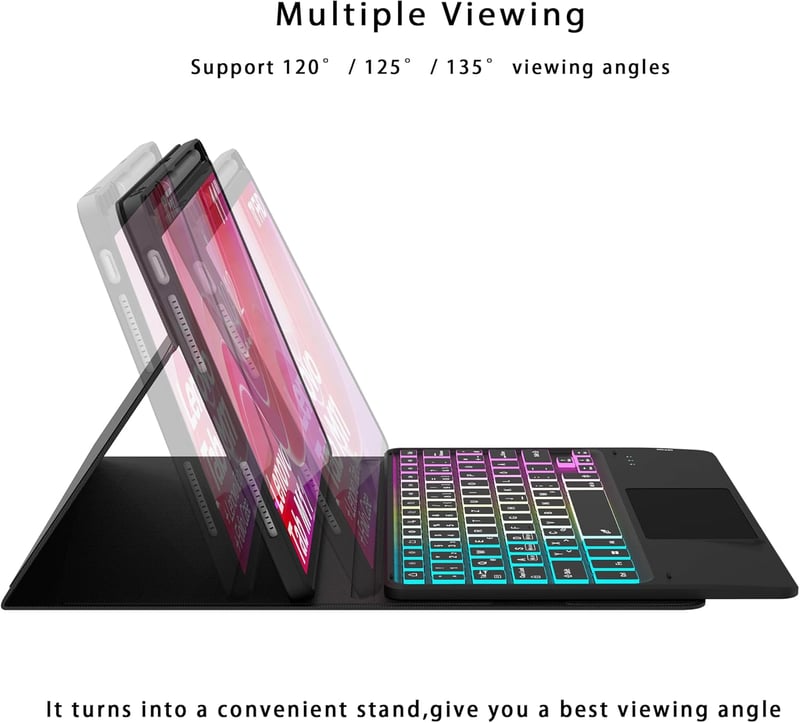 ROOFEI Lenovo Tab M11 2024 Billentyűzetes Tok 7 Szín LED Világítás QWERTZ Német Billentyűzet Trackpad Tolltartó TB330 TB331