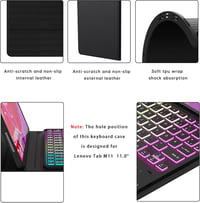 ROOFEI Lenovo Tab M11 2024 Billentyűzetes Tok 7 Szín LED Világítás QWERTZ Német Billentyűzet Trackpad Tolltartó TB330 TB331 7
