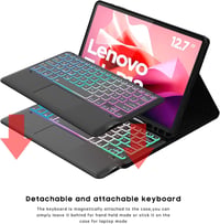 ROOFEI Lenovo Tab P12 12.7" tok billentyűzettel, RGB világítás, trackpad és tolltartó 5