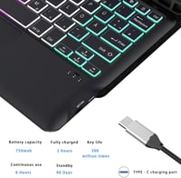 ROOFEI Lenovo Tab P12 12.7" tok billentyűzettel, RGB világítás, trackpad és tolltartó 9