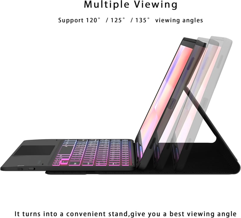 ROOFEI Samsung Galaxy Tab S10 Lite/S9 FE 10.9" Billentyűzetes Tok RGB Világítással