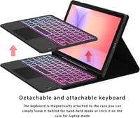 ROOFEI Samsung Galaxy Tab S10 Lite/S9 FE 10.9" Billentyűzetes Tok RGB Világítással 8