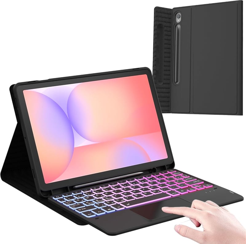 ROOFEI Samsung Galaxy Tab S10 Lite/S9 FE 10.9" Billentyűzetes Tok RGB Világítással