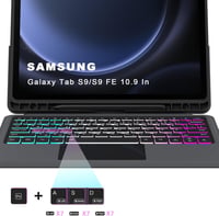ROOFEI Samsung Galaxy Tab S10 Lite/S9 FE Billentyűzetes Tok QWERTZ Touchpad-dal 9