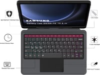 ROOFEI Samsung Galaxy Tab S10 Lite/S9 FE Billentyűzetes Tok QWERTZ Touchpad-dal 3