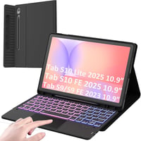 ROOFEI Samsung Galaxy Tab S10 Lite/S9 FE Tok Billentyűzettel 7 Szín LED Német QWERTZ 1