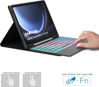 ROOFEI Samsung Galaxy Tab S10 Lite/S9 FE Tok Billentyűzettel 7 Szín LED Német QWERTZ 3