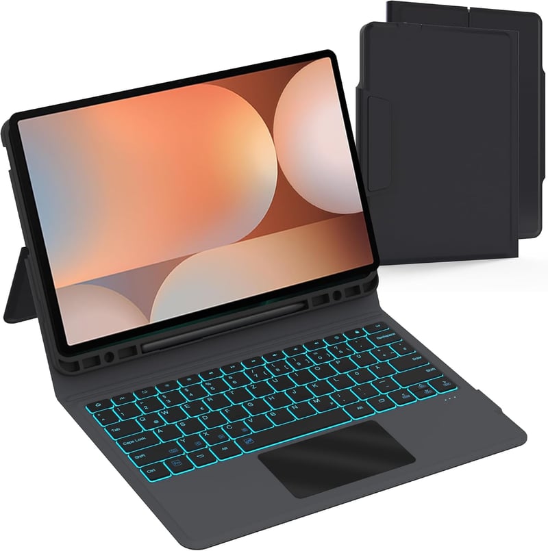 ROOFEI Samsung Galaxy Tab S10+/S9+ Billentyűzet Tok QWERTZ Touchpad-dal