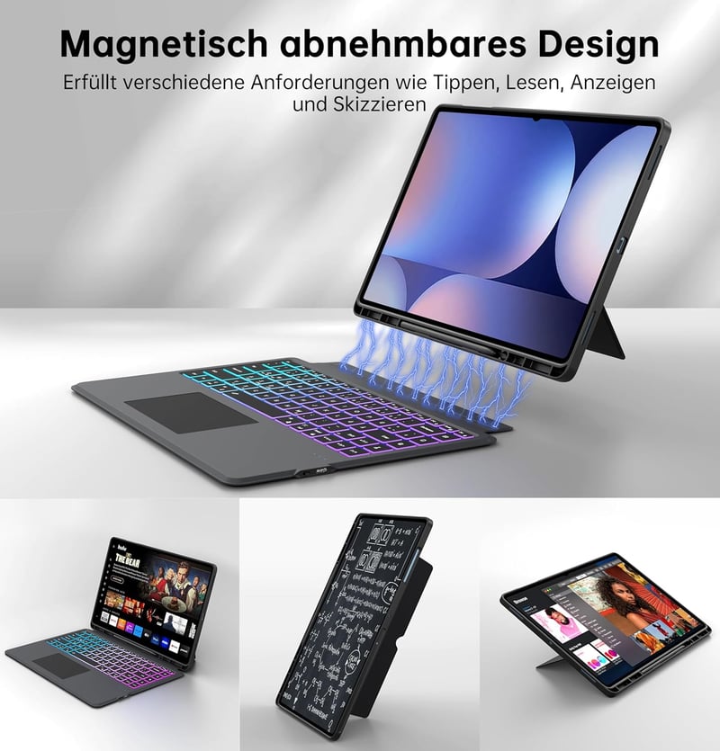 ROOFEI Samsung Galaxy Tab S11 Ultra Billentyűzetes Tok QWERTZ Német Billentyűzettel és Touchpaddal