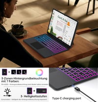 ROOFEI Samsung Galaxy Tab S11 Ultra Billentyűzetes Tok QWERTZ Német Billentyűzettel és Touchpaddal 3