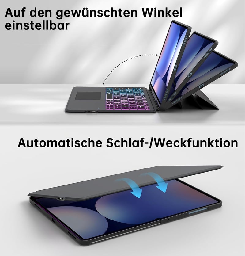 ROOFEI Samsung Galaxy Tab S11 Ultra Billentyűzetes Tok QWERTZ Német Billentyűzettel és Touchpaddal
