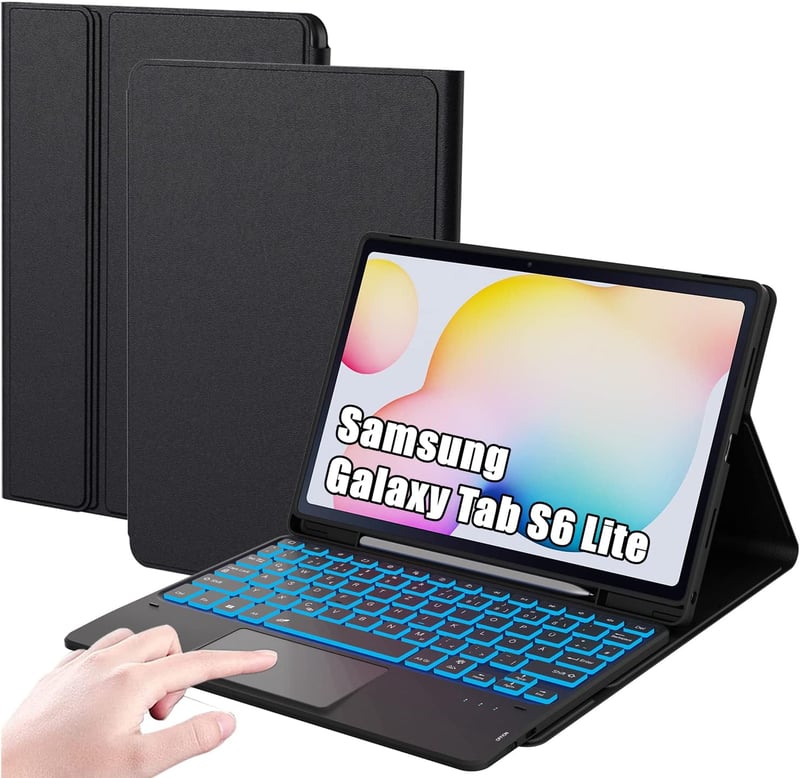 ROOFEI Samsung Galaxy Tab S6 Lite 10.4 Billentyűzetes Tok QWERTZ RGB Világítással