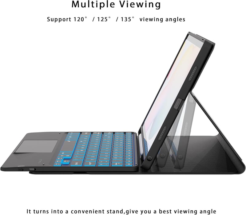 ROOFEI Samsung Galaxy Tab S6 Lite 10.4 Billentyűzetes Tok QWERTZ RGB Világítással