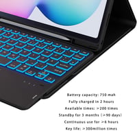 ROOFEI Samsung Galaxy Tab S6 Lite 10.4 Billentyűzetes Tok QWERTZ RGB Világítással 6