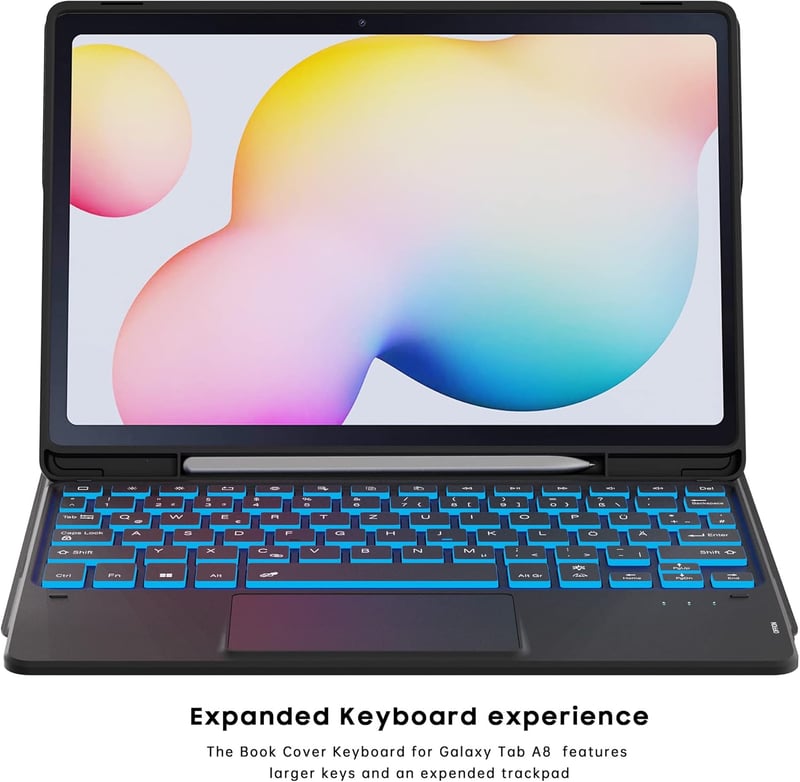 ROOFEI Samsung Galaxy Tab S6 Lite 10.4 Billentyűzetes Tok QWERTZ RGB Világítással