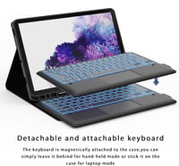ROOFEI Samsung Galaxy Tab S8 Plus/S7 FE/S7 Plus 12.4" Billentyűzet Tok 7 Szín LED Touchpad Német QWERTZ 3
