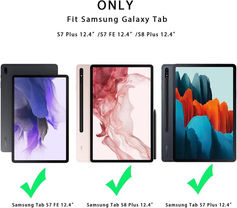 ROOFEI Samsung Galaxy Tab S8 Plus/S7 FE/S7 Plus 12.4" Billentyűzet Tok 7 Szín LED Touchpad Német QWERTZ