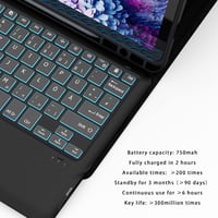 ROOFEI Samsung Galaxy Tab S8 Plus/S7 FE/S7 Plus 12.4" Billentyűzet Tok 7 Szín LED Touchpad Német QWERTZ 8