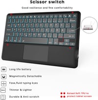 ROOFEI Samsung Galaxy Tab S8 Plus/S7 FE/S7 Plus 12.4" Billentyűzet Tok 7 Szín LED Touchpad Német QWERTZ 9
