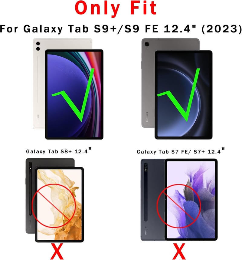 ROOFEI Samsung Galaxy Tab S9+/S10+ Billentyűzetes Tok Touchpad-dal, Vezeték Nélküli QWERTZ, 7 Szín LED