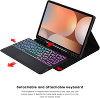 ROOFEI Samsung Galaxy Tab S9+/S10+ Billentyűzetes Tok Touchpad-dal, Vezeték Nélküli QWERTZ, 7 Szín LED 5