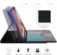 ROOFEI Samsung Galaxy Tab S9+/S10+ Billentyűzetes Tok Touchpad-dal, Vezeték Nélküli QWERTZ, 7 Szín LED 4