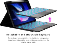 Husă cu tastatură ROOFEI Xiaomi Pad 6/6 Pro 11", QWERTZ, iluminare RGB, touchpad, suport pentru stylus, negru 4