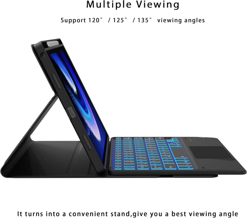 Husă cu tastatură ROOFEI Xiaomi Pad 6/6 Pro 11", QWERTZ, iluminare RGB, touchpad, suport pentru stylus, negru
