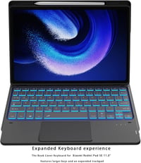 Husă cu tastatură ROOFEI Xiaomi Pad 6/6 Pro 11", QWERTZ, iluminare RGB, touchpad, suport pentru stylus, negru 6