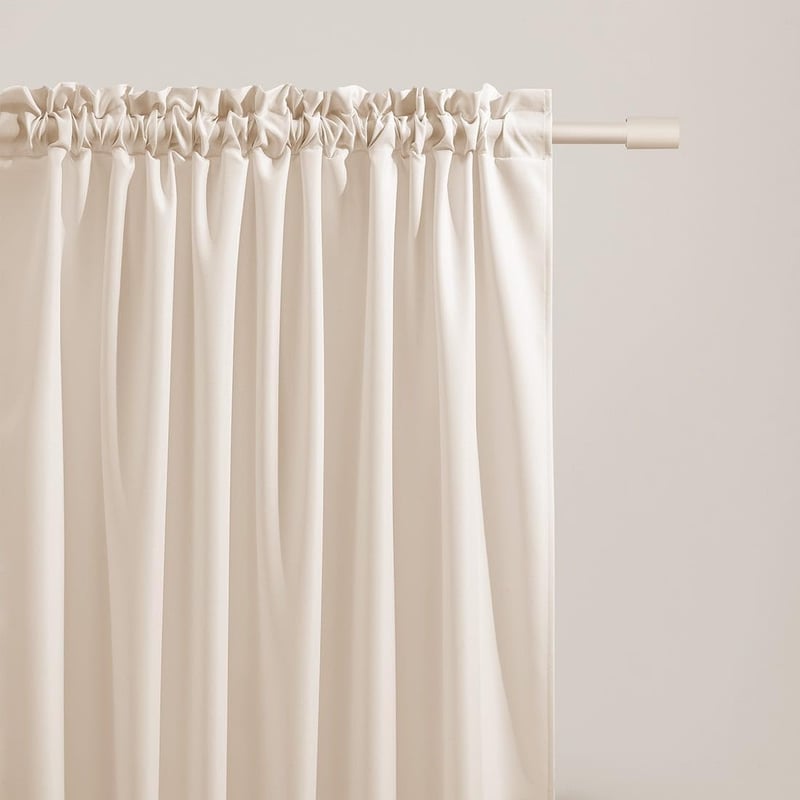 ROOM99 Aura Fodros Függöny 140x230 cm Világos Krém Modern Lakberendezés - W 55.1" x L 90.6" (1 Panels), Light Cream, ruffle braid