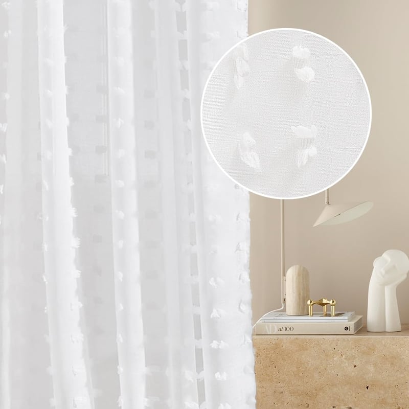 Perdea voal cu inele metalice ROOM99 Casablanca – 140x230 cm, alb, 1 buc.