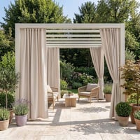 Room99 Garden Line vanjska zavjesa s trakom za nabiranje, 155x220 cm, vodootporna, otporna na vjetar, zaštita od sunca, za terasu i vrt, svijetlobež, 1 komad 2
